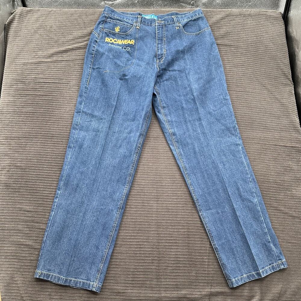 Rocawear Jeans Men‎ 38/32.5 (Measured 36/32.5) Blue Cotton Denim Baggy Straight